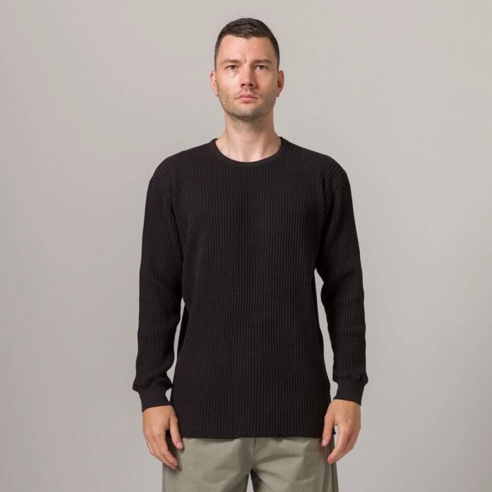 STANDARD ISSUE Men's Thermal Waffle Knit Cotton Sweater Made in USA, X-Large